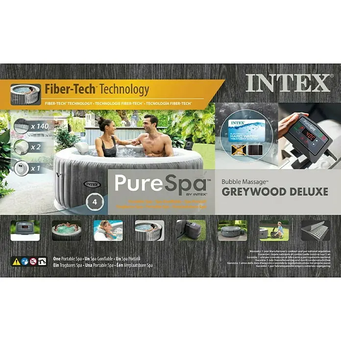 Intex Pure Spa Hidromasaje para exterior Greywood Deluxe - Ø x Al: 196 x 71 cm, 795 l, Apto para: 4 adultos - Primer plano