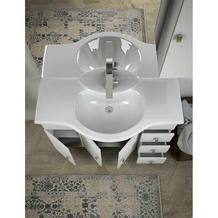 Baden Haus Kupaonski komplet Gemma - 105 cm, Bijele boje, Visoki sjaj - Živopisni prikaz
