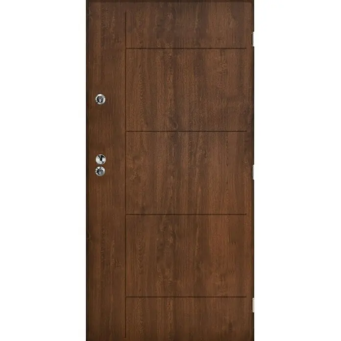 Ulazna vrata za stan Swing - D x Š x V: 55 x 900 x 2.000 mm, DIN desno, Smeđe boje - Pogled sprijeda
