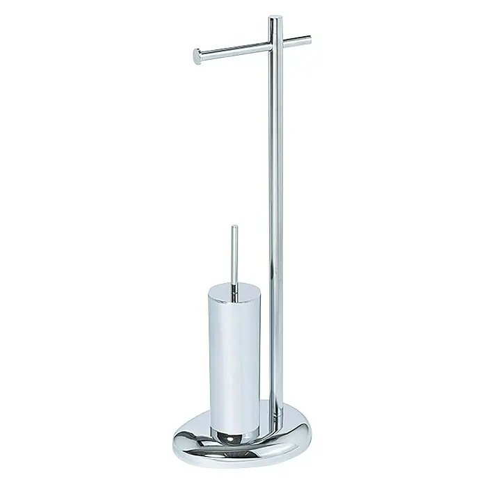 Camargue Garnitura WC četka s držačem papira Pohaku - Visina: 74 cm, Krom - Pogled sprijeda