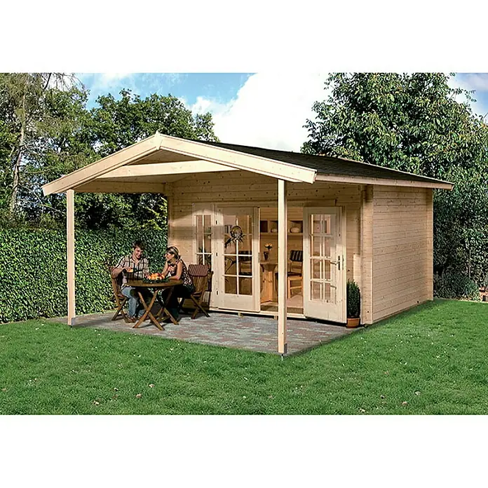 Weka Gartenhaus Weekendhaus 137 A - B x T: 460 x 510 cm, Holz, 19 m², Wandstärke: 45 mm, Mit Vordach 2 m - Stimmungsaufnahme
