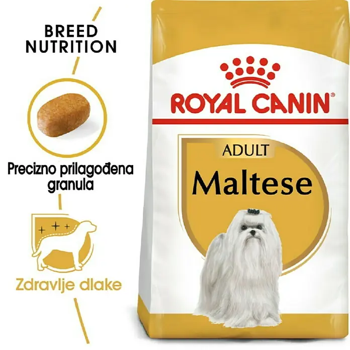 Royal Canin Suha hrana za pse BHN Maltese - Analitički sastavni dijelovi: Sirove bjelančevine 24%, sirova ulja i masti 18%, sirova vlaknina 1.5 %