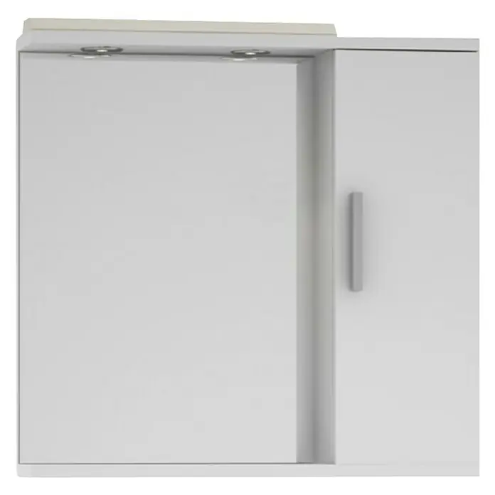 Kupaonski ormarić s LED ogledalom Bravo 65 - Š x V: 65 x 68 cm, S osvjetljenjem, MDF, Bijele boje - Detaljan prikaz