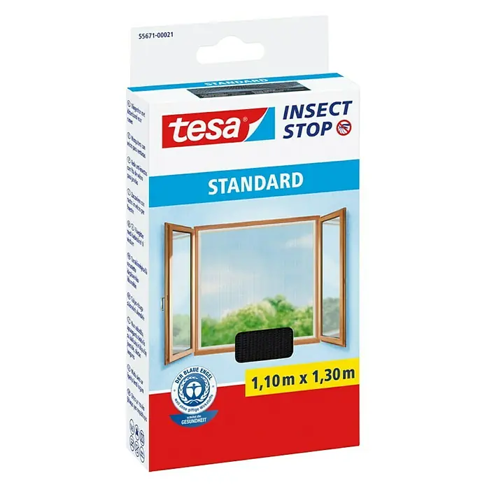 Tesa Insect Stop Zaštitna mreža protiv insekata Standard - D x Š: 130 x 110 cm, Crne boje - Pogled sprijeda