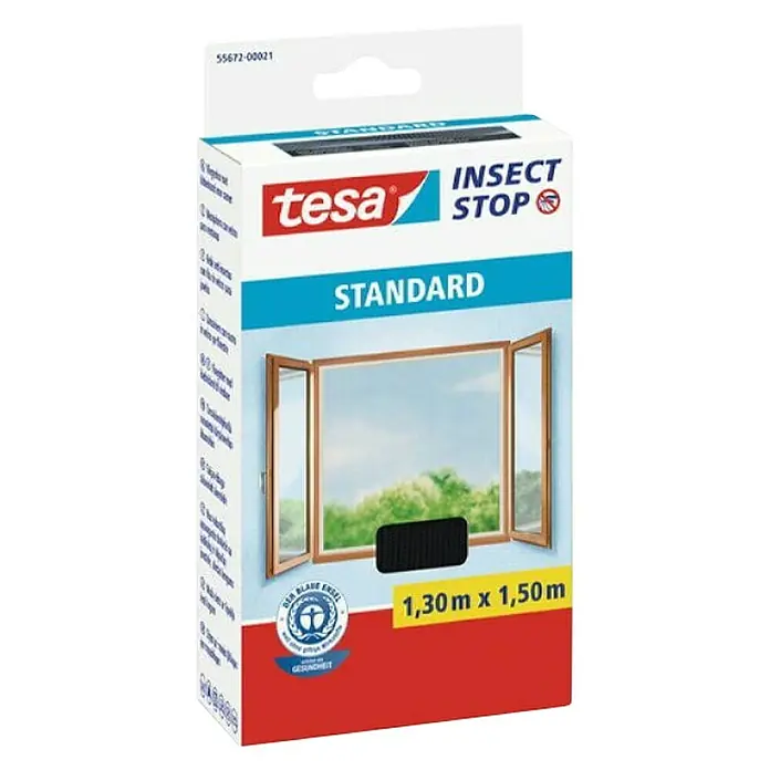 Tesa Insect Stop Mrežica za zaštitu od insekata Standard - D x Š: 150 x 130 cm, Crne boje - Dijagonalni pogled