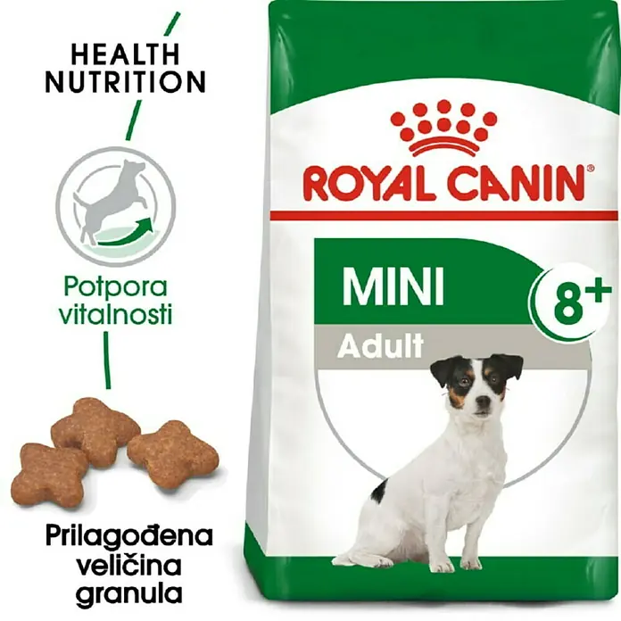 Royal Canin Suha hrana za pse SHN Adult 8+ 800 g - Analitički sastavni dijelovi: Sirove bjelančevine 27%, sirova ulja i masti 16%, sirova vlaknina 1.5%