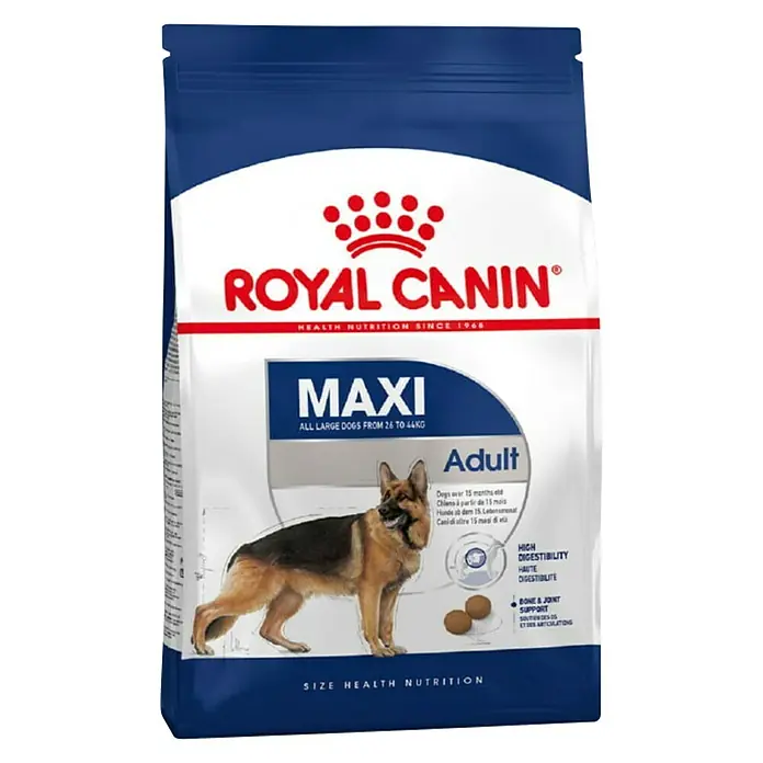 Royal Canin Suha hrana za pse SHN Maxi Adult 15 kg - Analitički sastavni dijelovi: Sirove bjelančevine 26%, sirova ulja i masti 17%, sirova vlaknina 1.3% - Pogled sprijeda