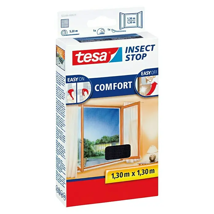 Tesa Zaštitna mreža protiv insekata Comfort - D x Š: 130 x 130 cm, Crne boje - Pogled sprijeda