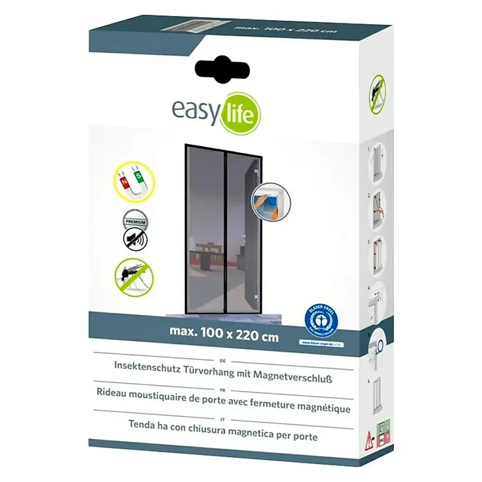 Easy Life Mrežasta zavjesa protiv insekata - Š x V: 100 x 220 cm, Antracit, Pričvršćivanje čičkom - Dijagonalni pogled