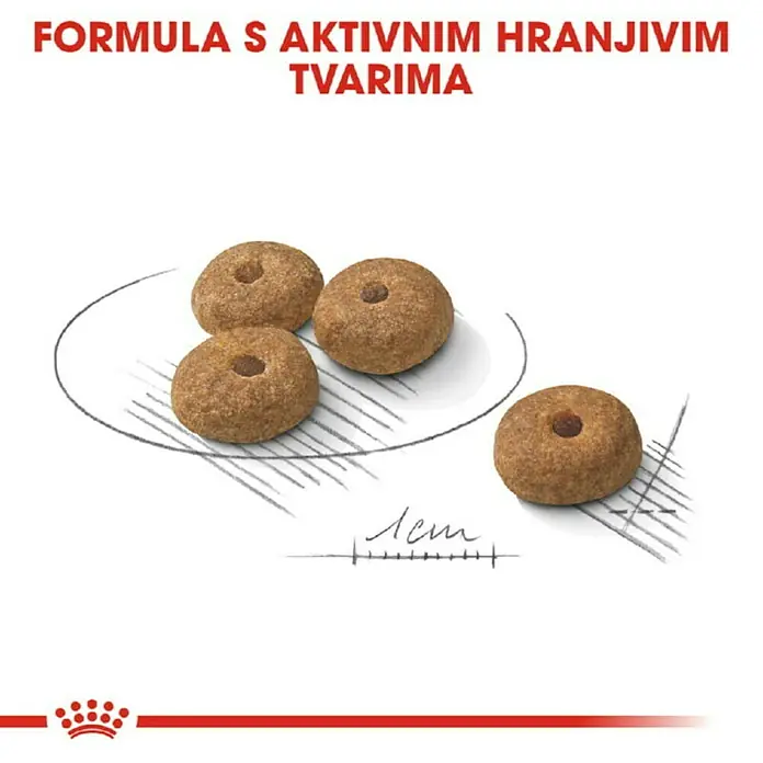 Royal Canin Suha hrana za pse CCN Mini Sterilised 1 kg - Analitički sastavni dijelovi: Sirove bjelančevine 30%, sirova ulja i masti 13%, sirova vlaknina 6.6%