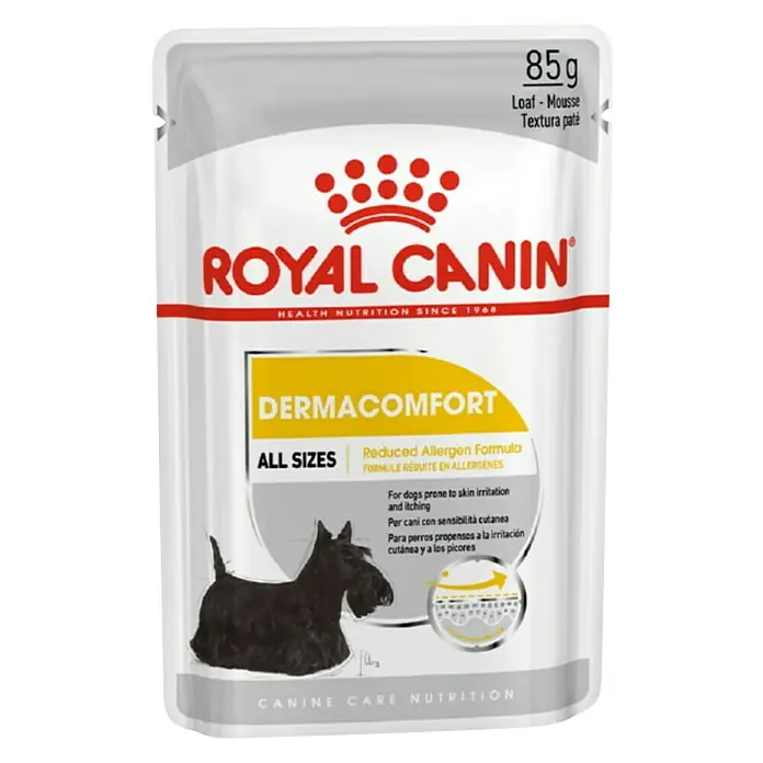 Royal Canin Mokra hrana za pse CCN Derma Comfort Loaf - 850 g, Analitički sastavni dijelovi: Sirove bjelančevine 8.6 %, sirova ulja i masti 6.6 %, sirova vlaknina 1.3 % - Pogled sprijeda