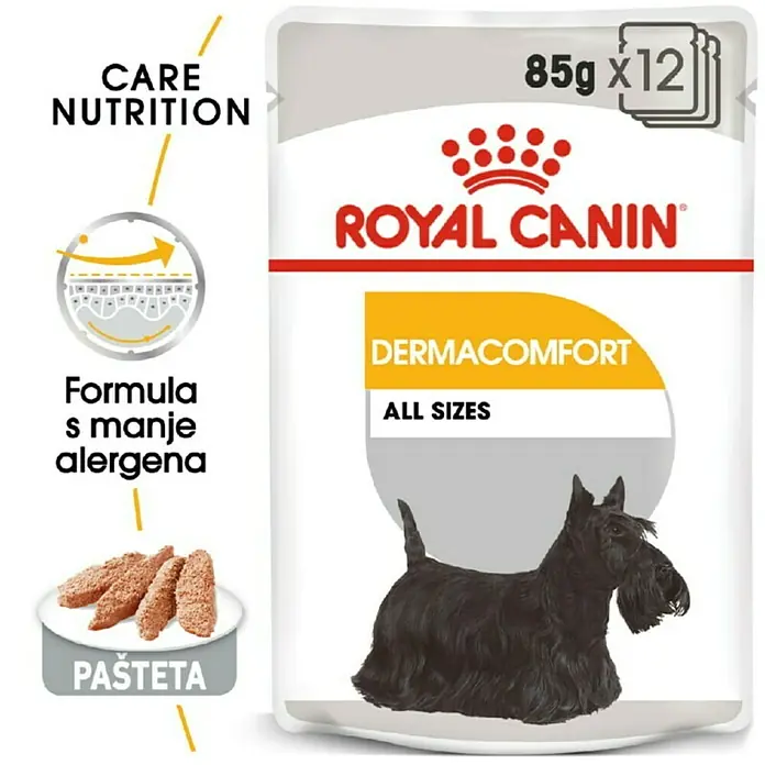 Royal Canin Mokra hrana za pse CCN Derma Comfort Loaf - 850 g, Analitički sastavni dijelovi: Sirove bjelančevine 8.6 %, sirova ulja i masti 6.6 %, sirova vlaknina 1.3 %