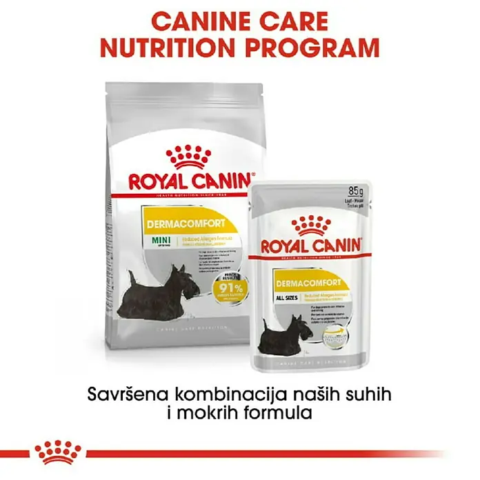 Royal Canin Mokra hrana za pse CCN Derma Comfort Loaf - 850 g, Analitički sastavni dijelovi: Sirove bjelančevine 8.6 %, sirova ulja i masti 6.6 %, sirova vlaknina 1.3 %