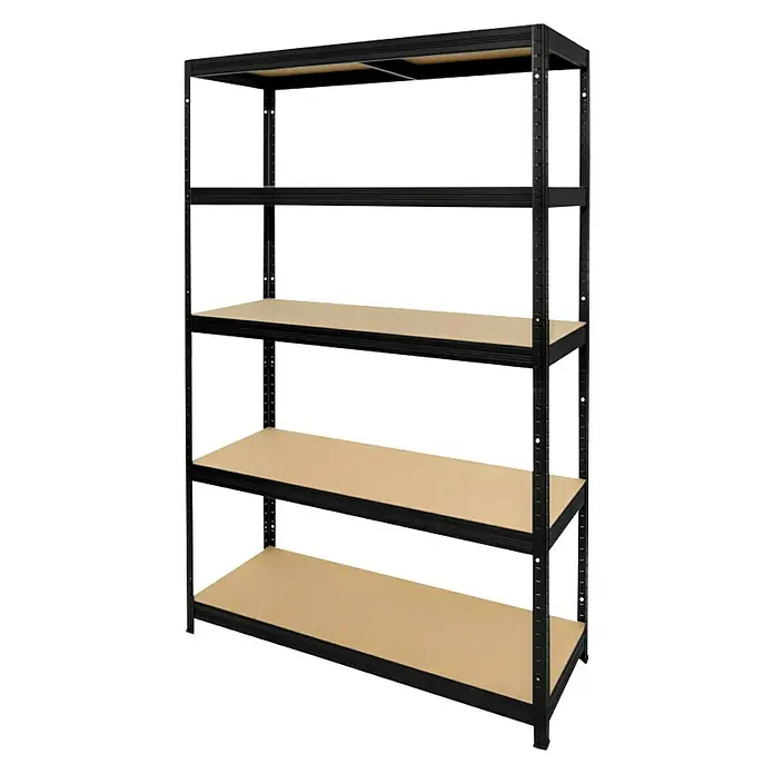 Metalni regal Futur Plus 250 - D x Š x V: 45 x 120 x 180 cm, Nosivost: 250 kg/polica, Broj polica: 5 Kom., Crne boje - Dijagonalni pogled