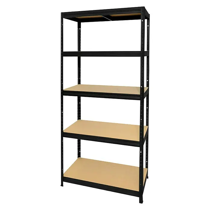 Metalni regal Futur Plus 350 - D x Š x V: 45 x 90 x 180 cm, Broj polica: 5 Kom., Crne boje - Dijagonalni pogled
