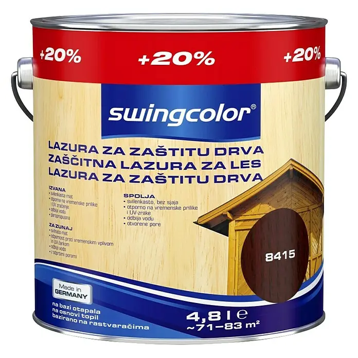 swingcolor Lazura za drvo - Palisandrovina, 4,8 l - Pogled sprijeda