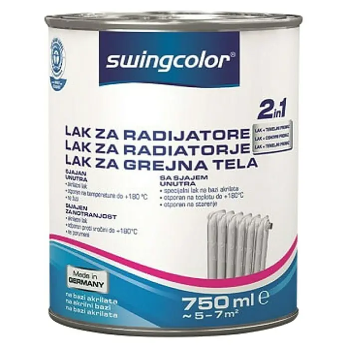 swingcolor Lak za radijatore - Bijele boje, 750 ml - Pogled sprijeda