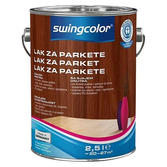 swingcolor Lak za parket - Bezbojno, 2,5 l - Pogled sprijeda