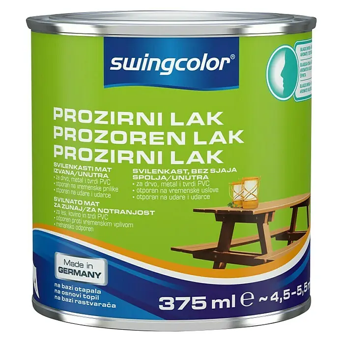 swingcolor Prozirni lak za namještaj - Prozirno, 375 ml - Pogled sprijeda