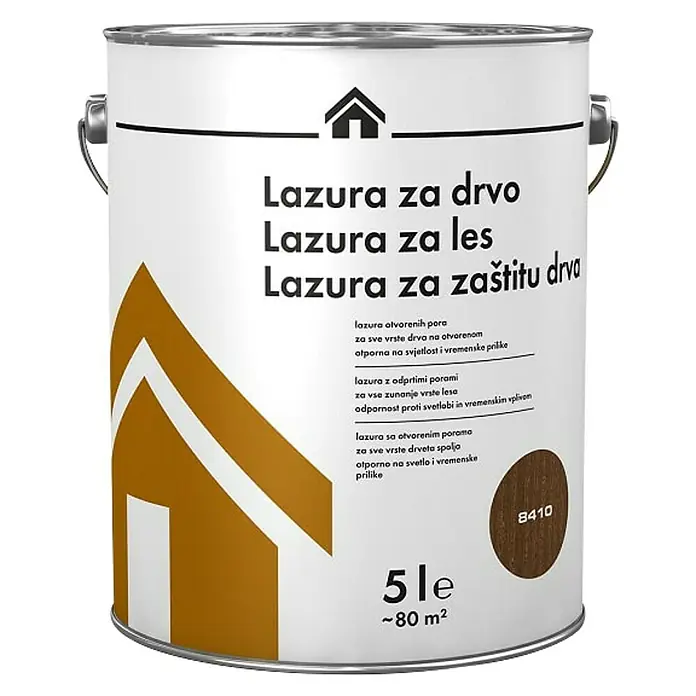 Lazura za drvo - Orah, 5 l - Pogled sprijeda