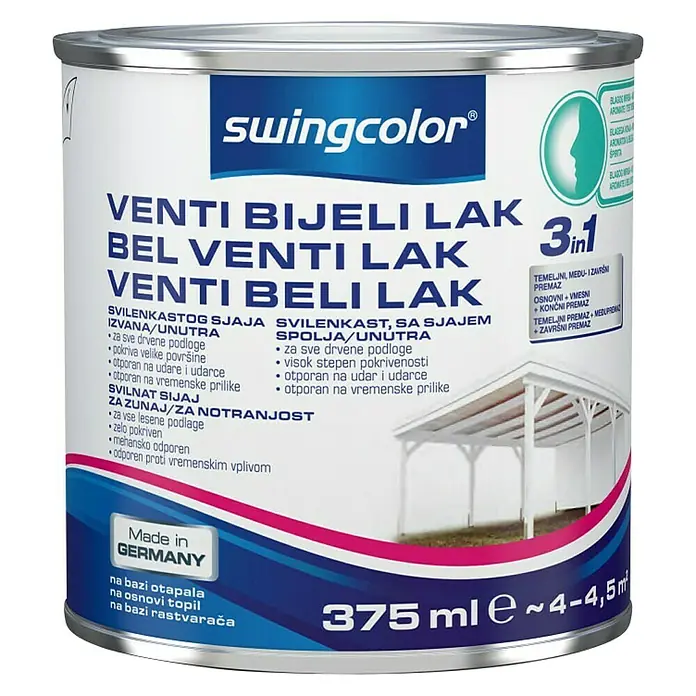 swingcolor Bijeli lak Venti, 3u1 - 375 ml, Svilenkasti sjaj - Pogled sprijeda