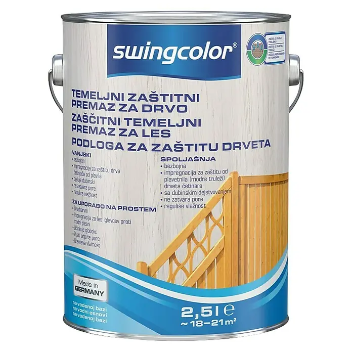 swingcolor Temeljni premaz za drvo - 2,5 l, Bezbojno - Pogled sprijeda
