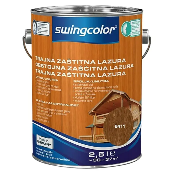 swingcolor Lazura za trajnu zaštitu - Kestenasta, 2,5 l - Pogled sprijeda