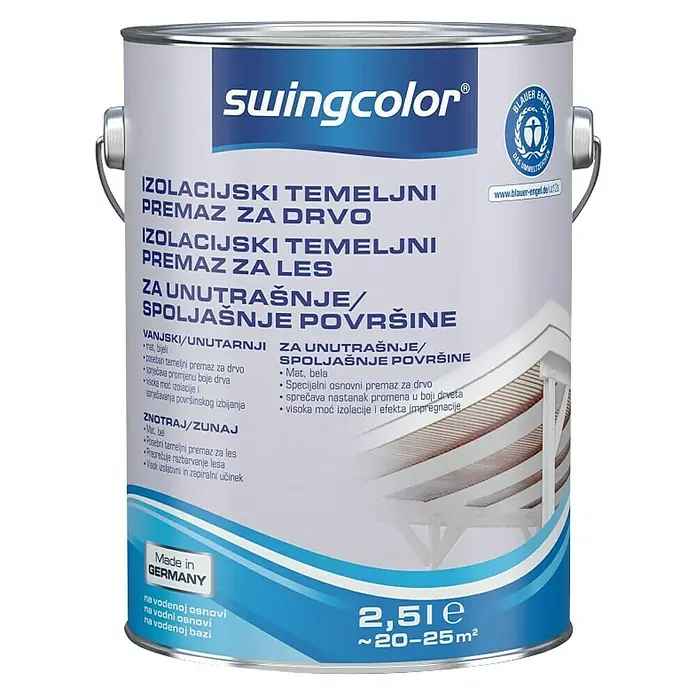 swingcolor Temeljni premaz za drvo - Bijele boje, 2,5 l - Pogled sprijeda