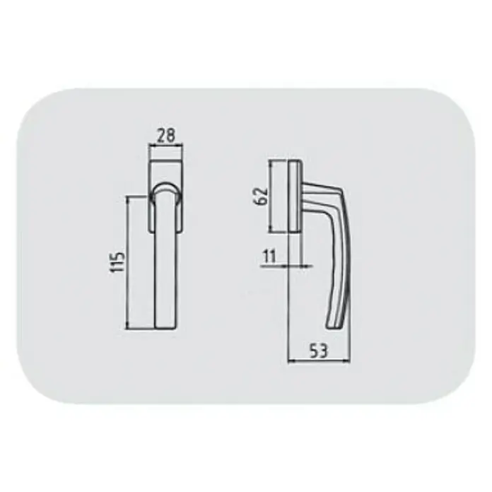 Kvaka za prozor poluoliva Umag F1 - Aluminij, Srebrne boje