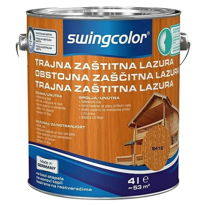 swingcolor Lazura za trajnu zaštitu - Tikovina, 4 l - Pogled sprijeda