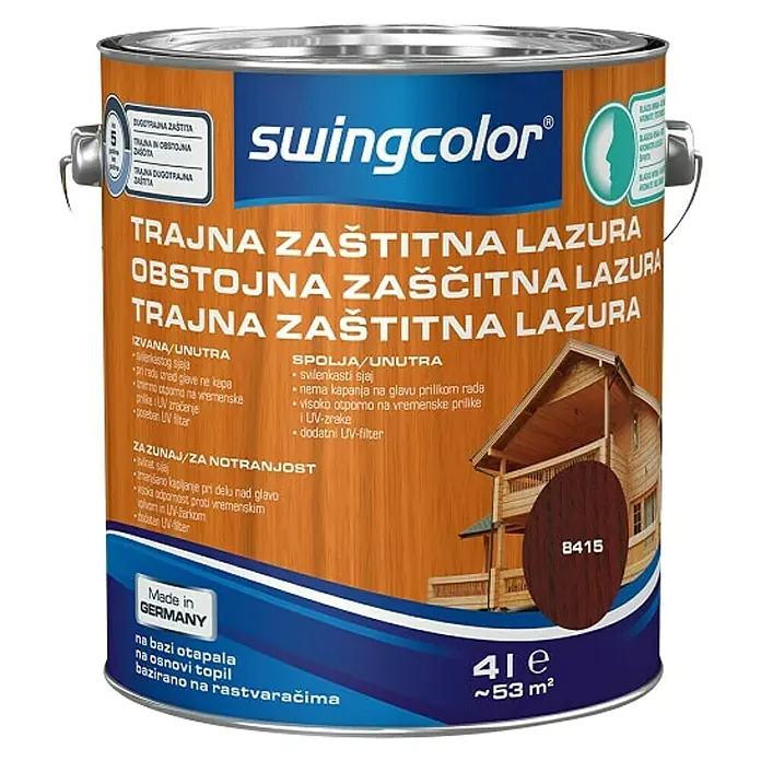 swingcolor Lazura za trajnu zaštitu - Palisandrovina, 4 l - Pogled sprijeda