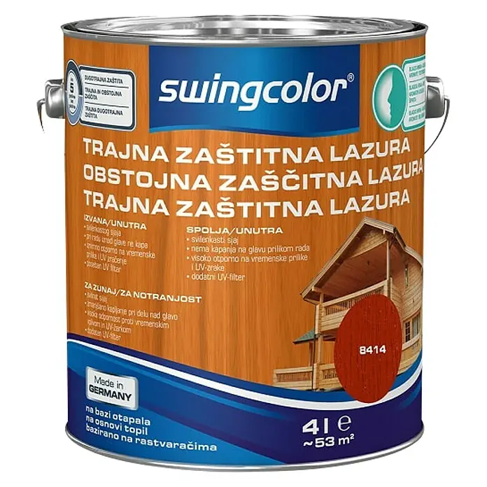 swingcolor Lazura za trajnu zaštitu - Mahagonij, 4 l - Pogled sprijeda