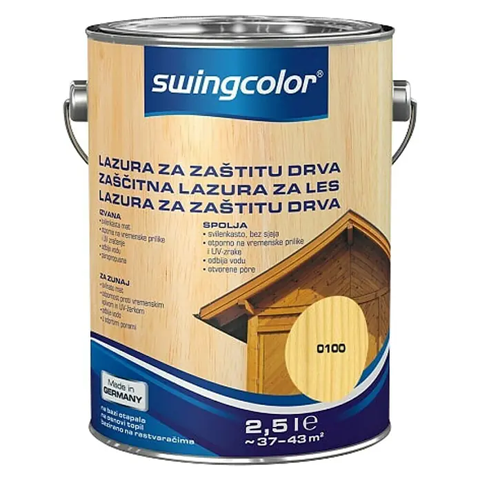 swingcolor Lazura za drvo - Bezbojno, 2,5 l - Pogled sprijeda