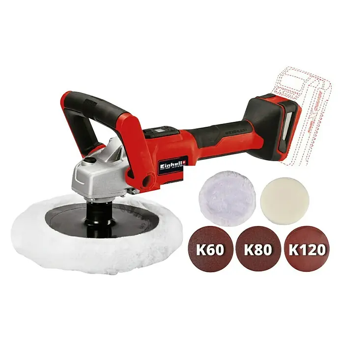 Einhell Power X-Change Akumulatorska brusilica za poliranje CE-PE 18/180 LI E Solo - 18 V, Bez akumulatora, 500 okr/min - 3.000 okr/min - Dijagonalni pogled