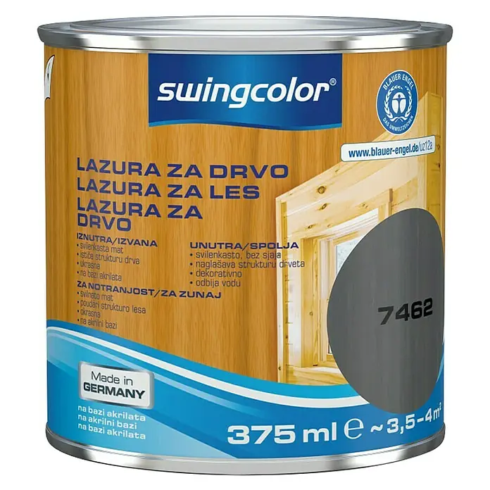 swingcolor Lazura za drvo - Sive boje, 375 ml - Pogled sprijeda