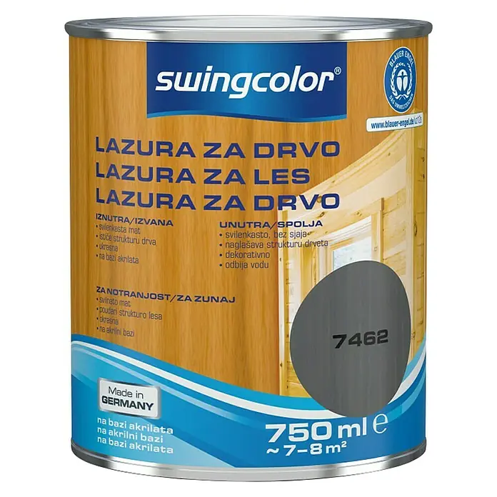 swingcolor Lazura za drvo - Sive boje, 750 ml - Pogled sprijeda