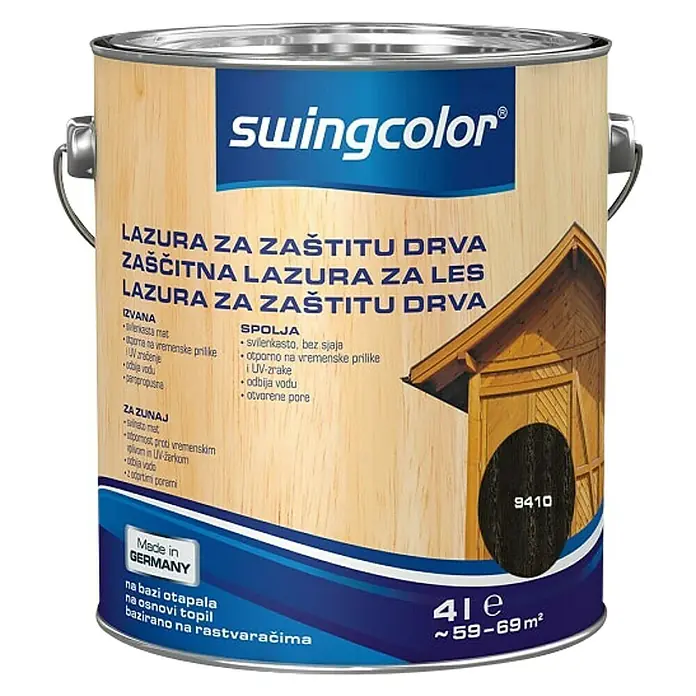 swingcolor Lazura za zaštitu drva - Ebanovina, 4 l - Pogled sprijeda
