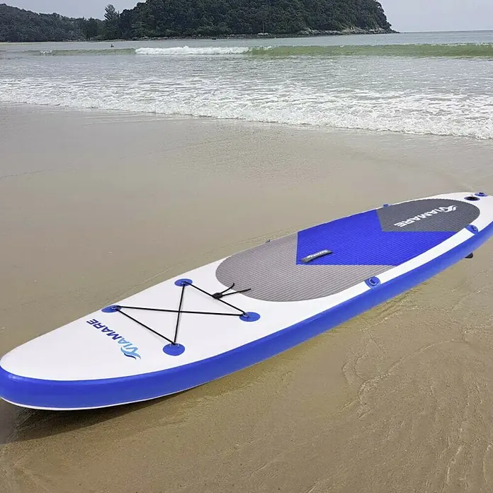Viamare Juego de paddle surf 300 - L x An x Al: 300 x 75 x 10 cm, Carga útil: 100 kg, Hinchable, Azul/Blanco - Foto ambiente