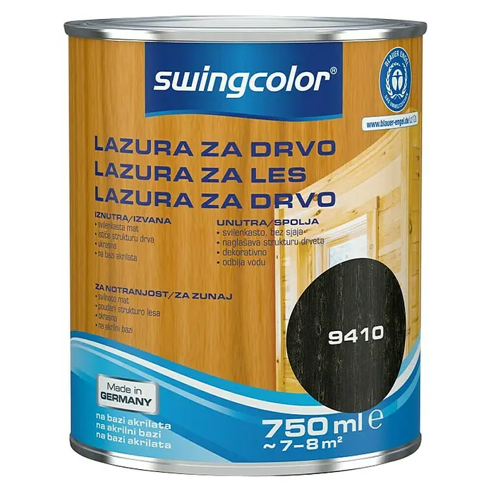 swingcolor Lazura za drvo - Ebanovina, 750 ml - Pogled sprijeda