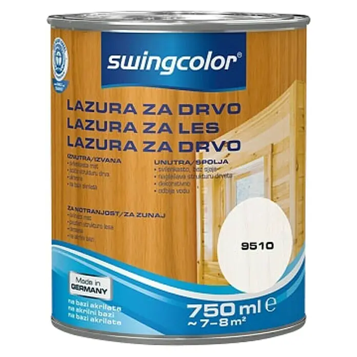swingcolor Lazura za drvo - Bijele boje, 750 ml - Pogled sprijeda