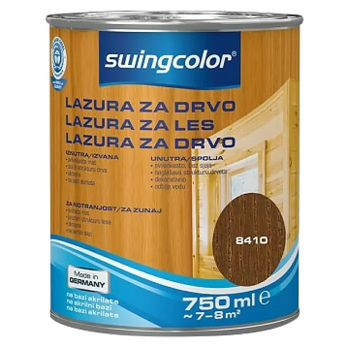 swingcolor Lazura za drvo - Orah, 750 ml - Pogled sprijeda