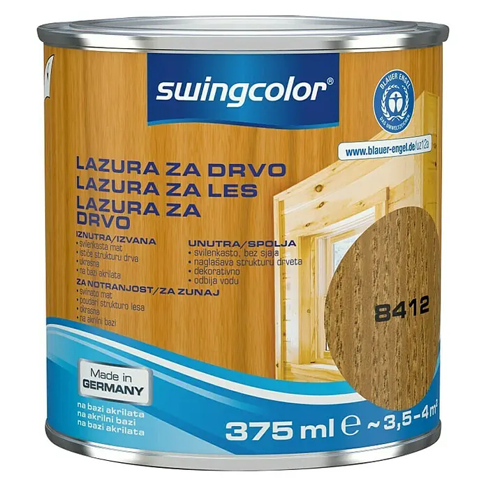 swingcolor Lazura za drvo - Tikovina, 375 ml - Pogled sprijeda