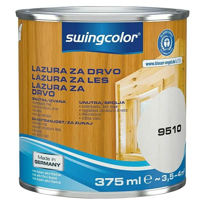 swingcolor Lazura za drvo - Bijele boje, 375 ml - Pogled sprijeda