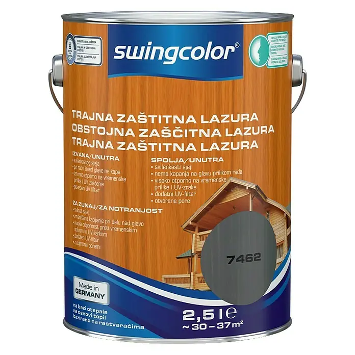 swingcolor Lazura za trajnu zaštitu - Sive boje, 2,5 l - Pogled sprijeda