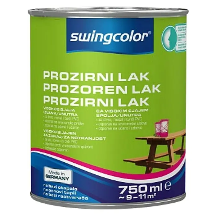 swingcolor Prozirni lak za namještaj - 750 ml, Visokog sjaja - Pogled sprijeda