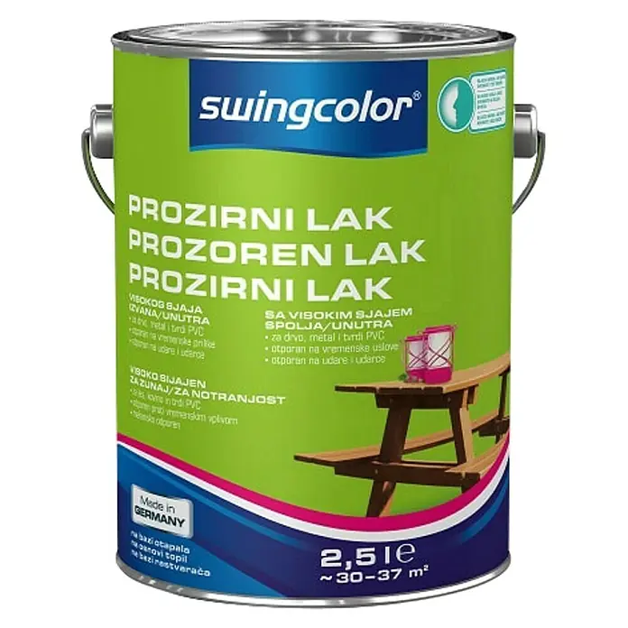 swingcolor Prozirni lak za namještaj - 2,5 l, Visokog sjaja - Pogled sprijeda