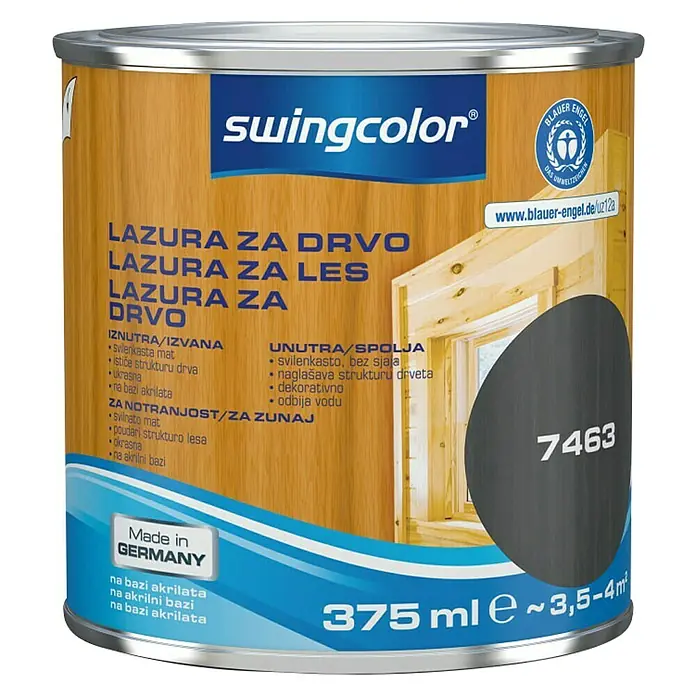 swingcolor Lazura za drvo - Sive boje, 375 ml - Pogled sprijeda