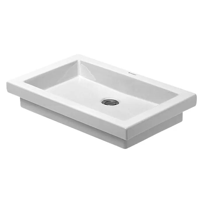 Duravit 2nd floor Einbauwaschbecken - 58 x 41,5 cm, Ohne Spezialglasur, Hahnloch: Ohne, Ohne Überlauf, Weiß - Diagonale Ansicht