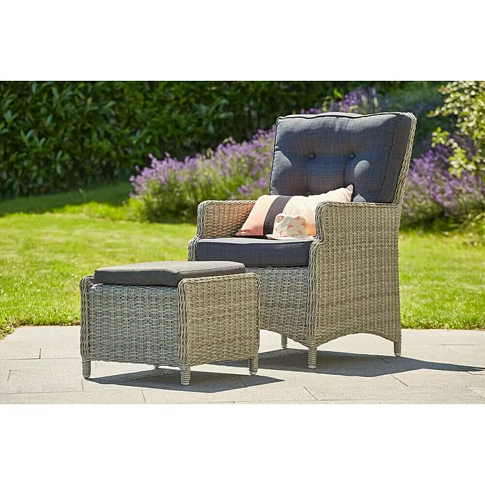 Sunfun Vrtni tabure Pauline - 50 x 45 x 37 cm, Poliratan, Sive boje - Živopisni prikaz