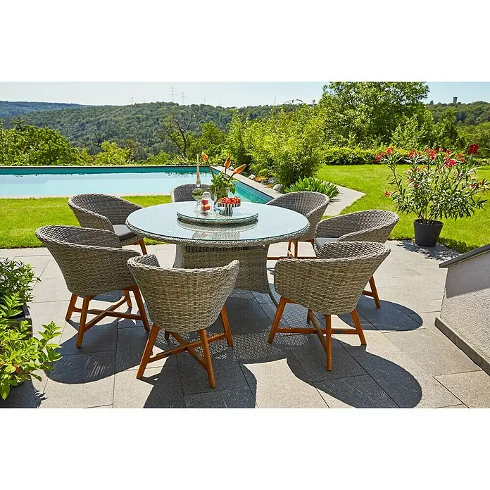 Sunfun Pauline Sillón de jardín - Bambus Grey, Antracita, Marrón natural, Ratán sintético, Ancho: 62 cm - Foto ambiente